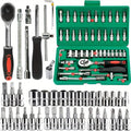 Advanced Car Repair Kit - 46pcs Professional Ratchet Socket Tool Set, Green Toolbox