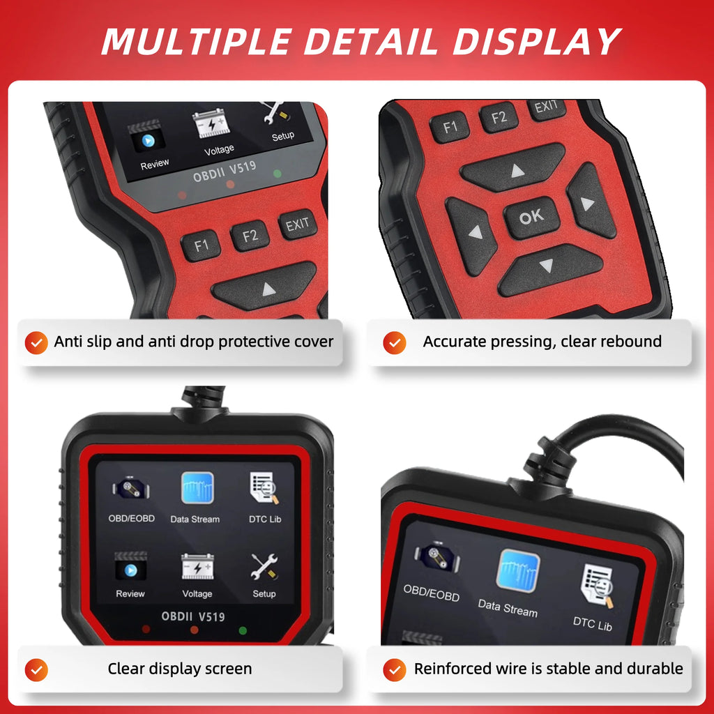 V519 OBD2 Car Diagnostic Scanner – Check Engine Code Reader & Battery Test Tool