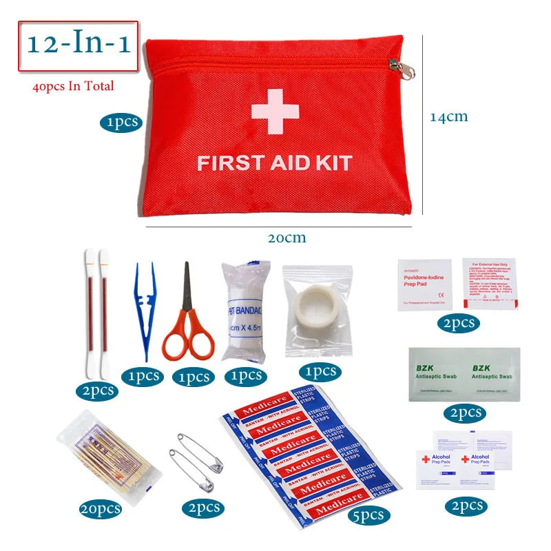 50pcs Portable First Aid Kit - Car Emergency Medical Bag