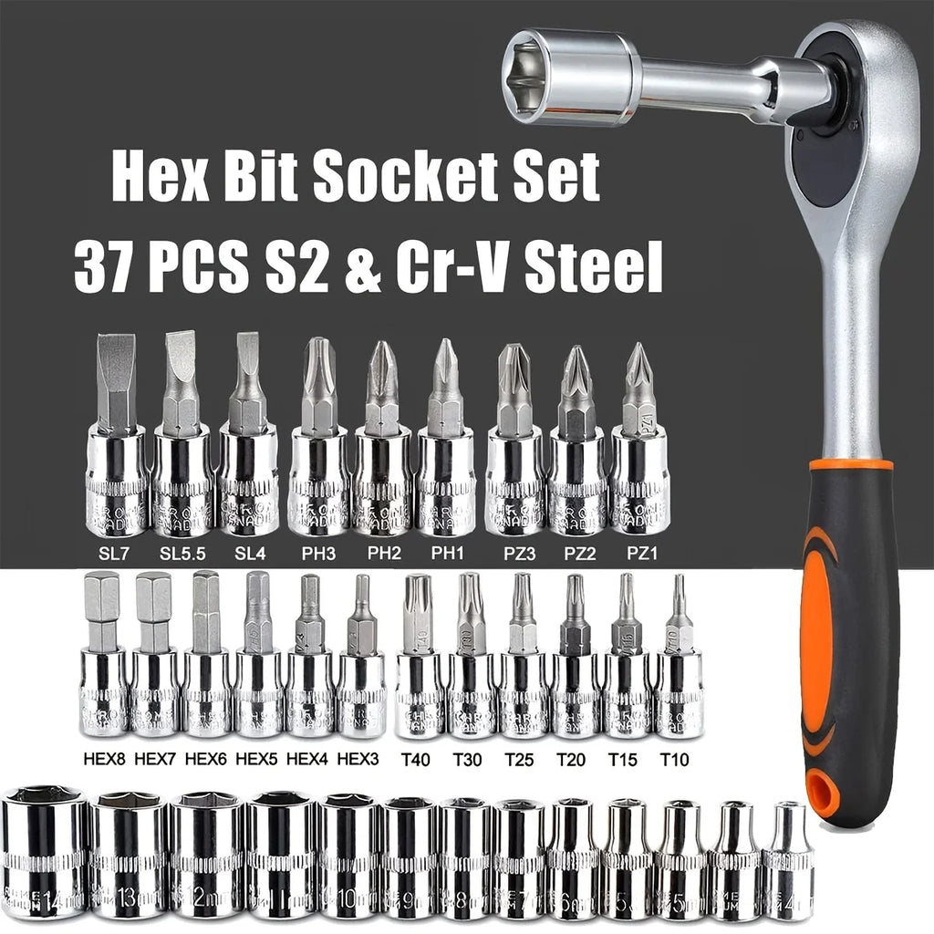 Advanced Car Repair Kit - 46pcs Professional Ratchet Socket Tool Set, Green Toolbox