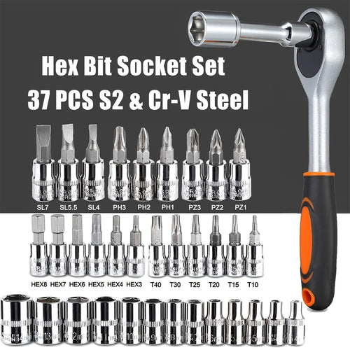 Advanced Car Repair Kit - 46pcs Professional Ratchet Socket Tool Set, Green Toolbox