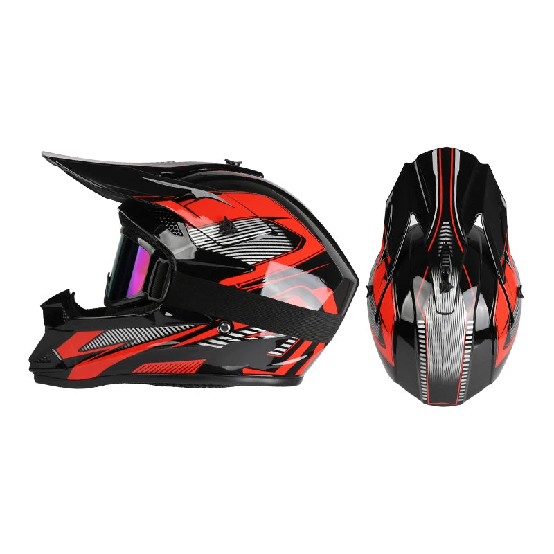 Off-Road Motorcycle Helmet - Full Face Rally Helmet with Goggles