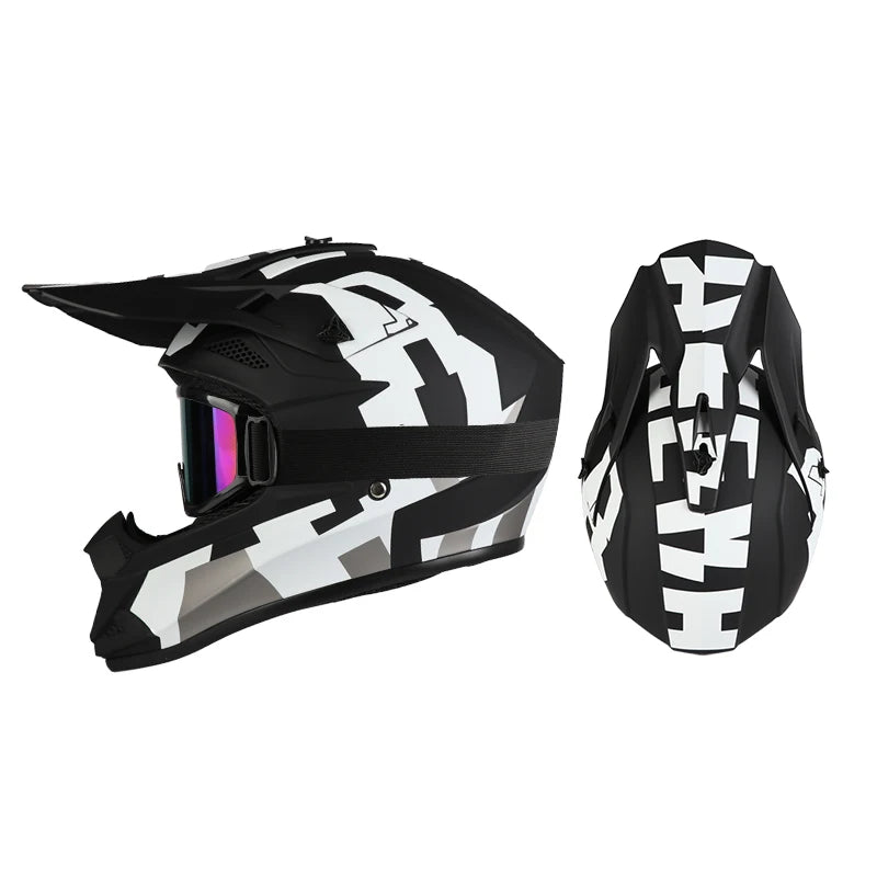 Off-Road Motorcycle Helmet - Full Face Rally Helmet with Goggles