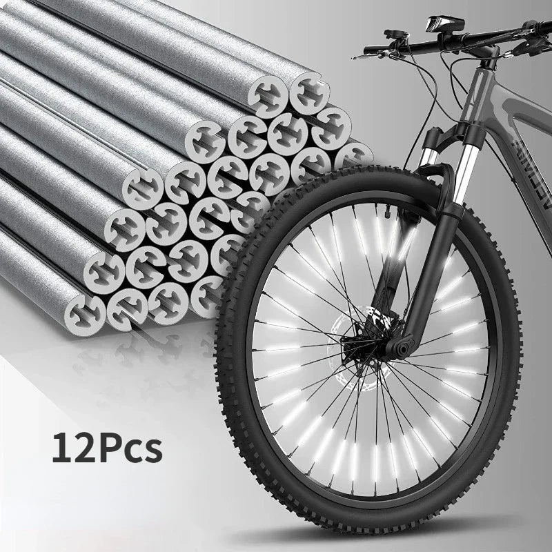Bicycle Wheel Spoke Reflector Strips - 12Pcs Reflective Mount Clips