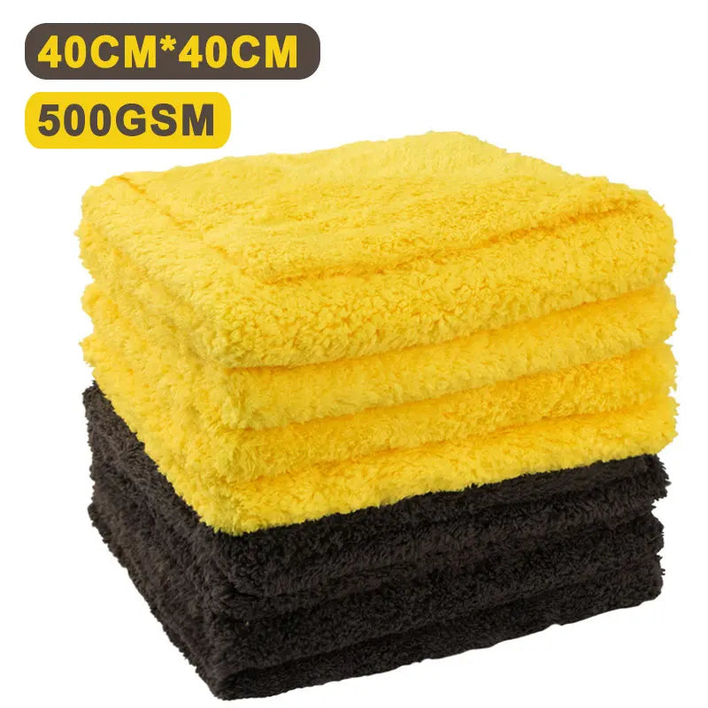 500GSM Microfiber Car Wash Towels - Soft Edgeless Cloths for Drying, Polishing & Detailing, 40x40cm
