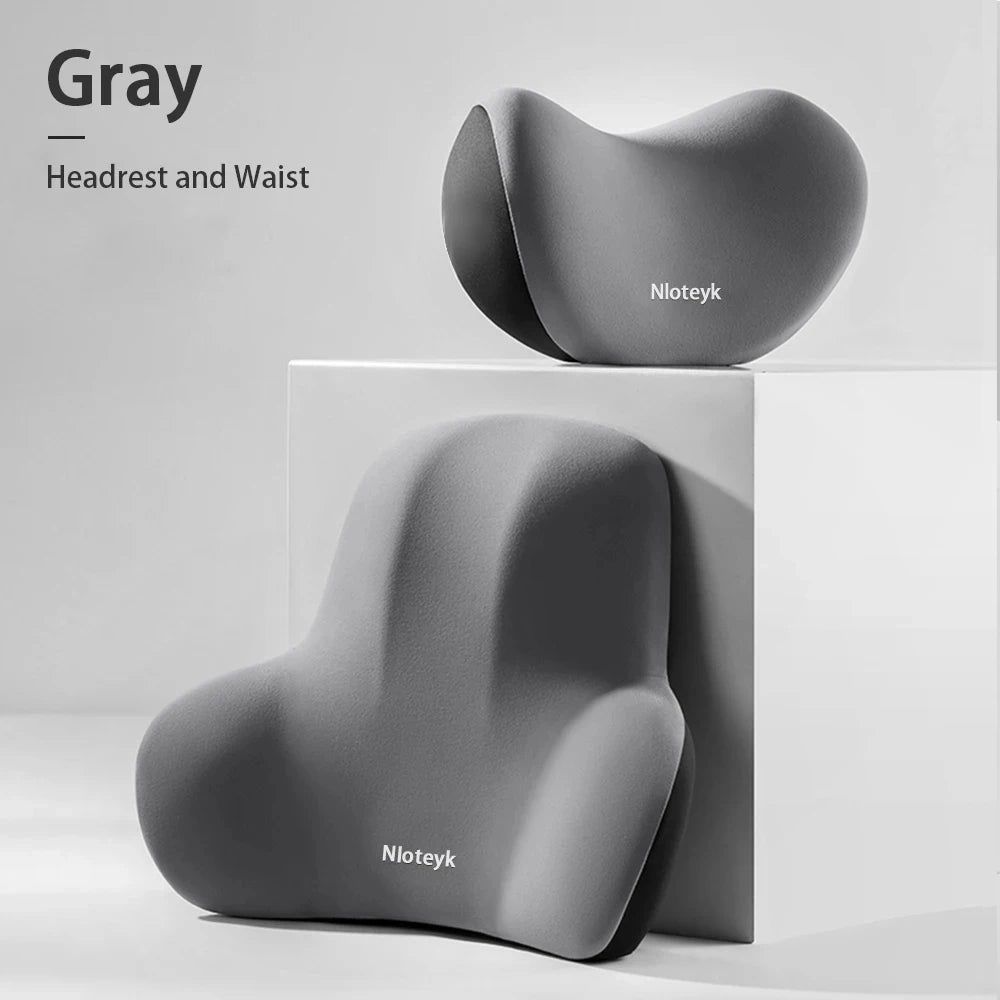 Memory Foam Car Neck Pillow – Breathable Headrest Cushion for Lumbar & Neck Support