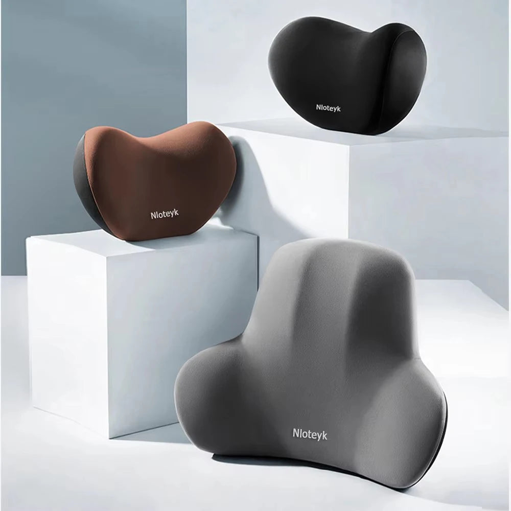 Memory Foam Car Neck Pillow – Breathable Headrest Cushion for Lumbar & Neck Support