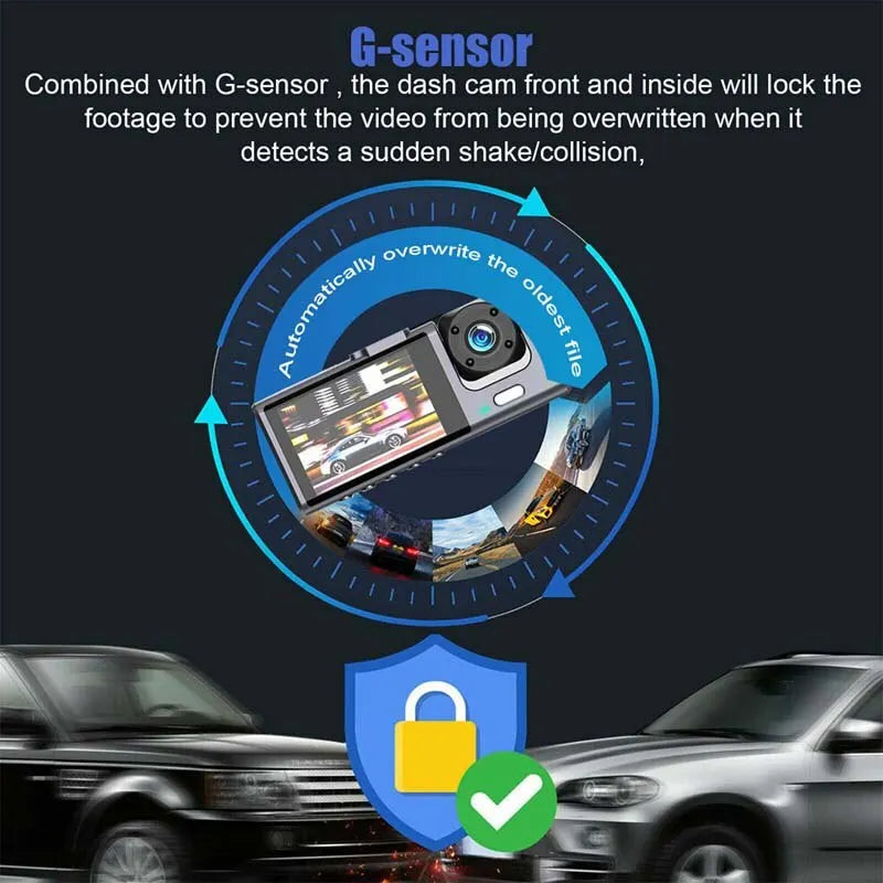 1080P Dual Dash Cam - Front & Inside Car Camera with IR Night Vision, Loop Recording, Wide Angle
