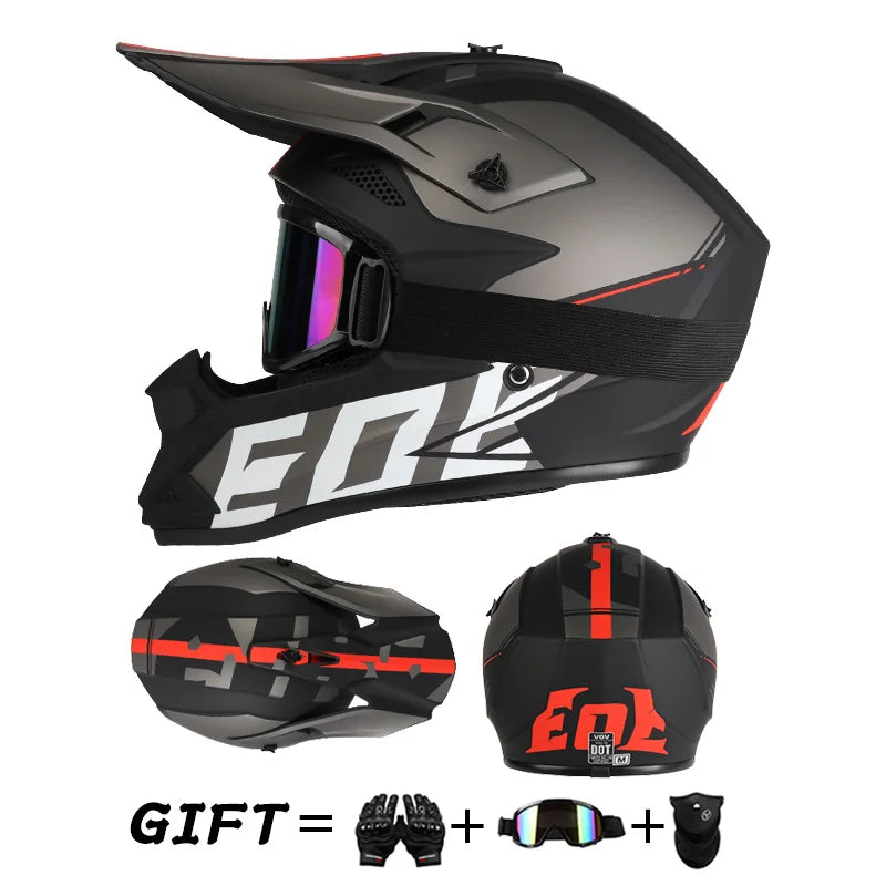 Off-Road Motorcycle Helmet - Full Face Rally Helmet with Goggles