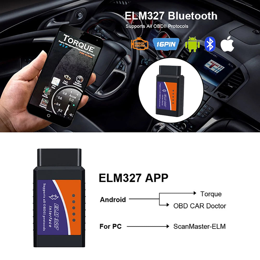ELM327 V2.1 Bluetooth OBD2 Scanner - Car Diagnostic Code Reader