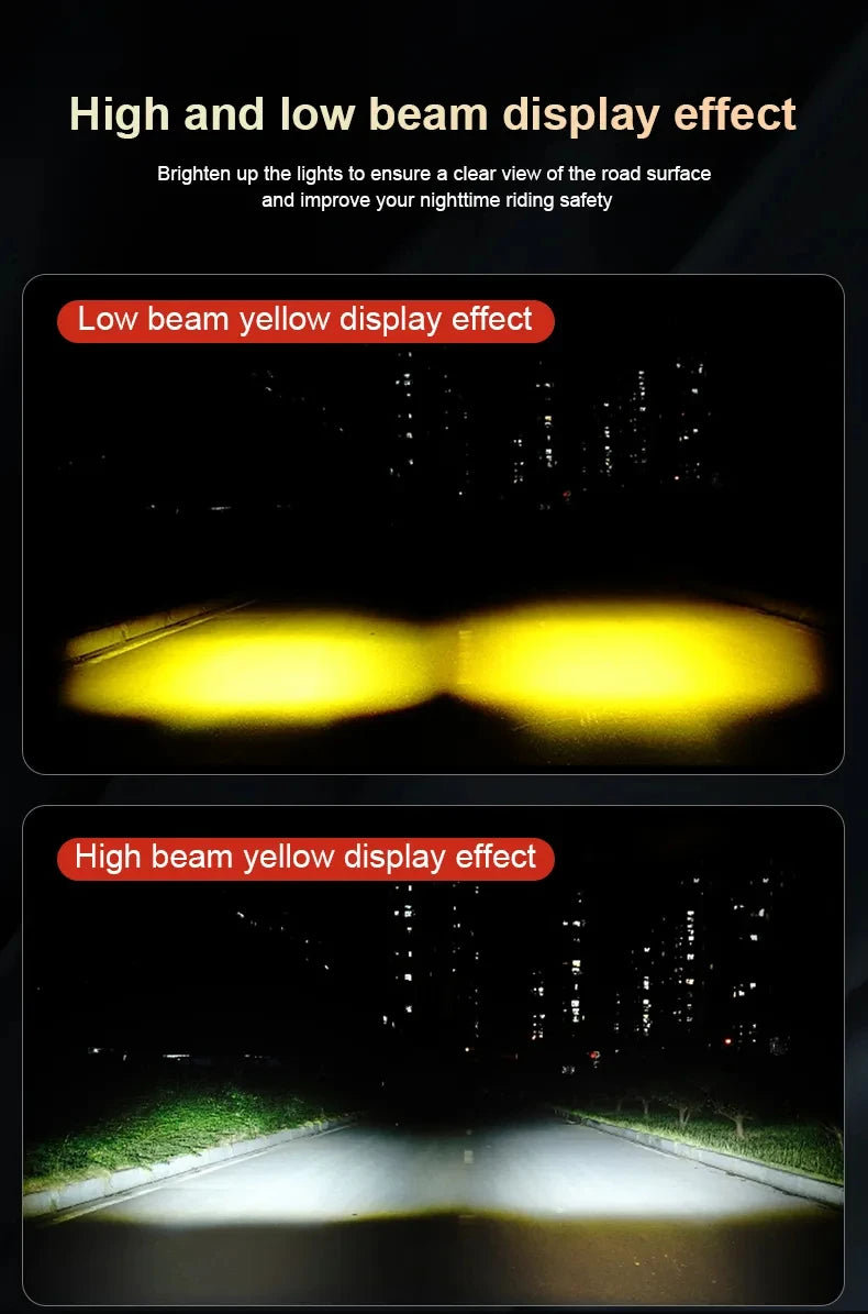 Motorcycle LED Mini Projector Headlight - Dual Color Fog Light Spotlight