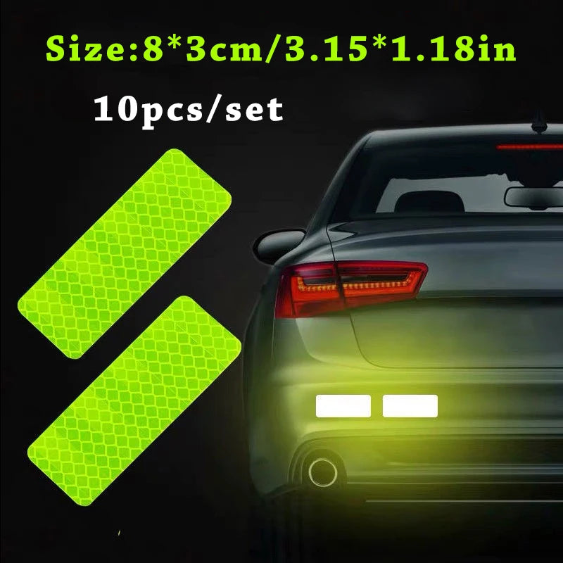 Car Bumper Reflective Safety Strip Stickers - Warning Tape (10pc)