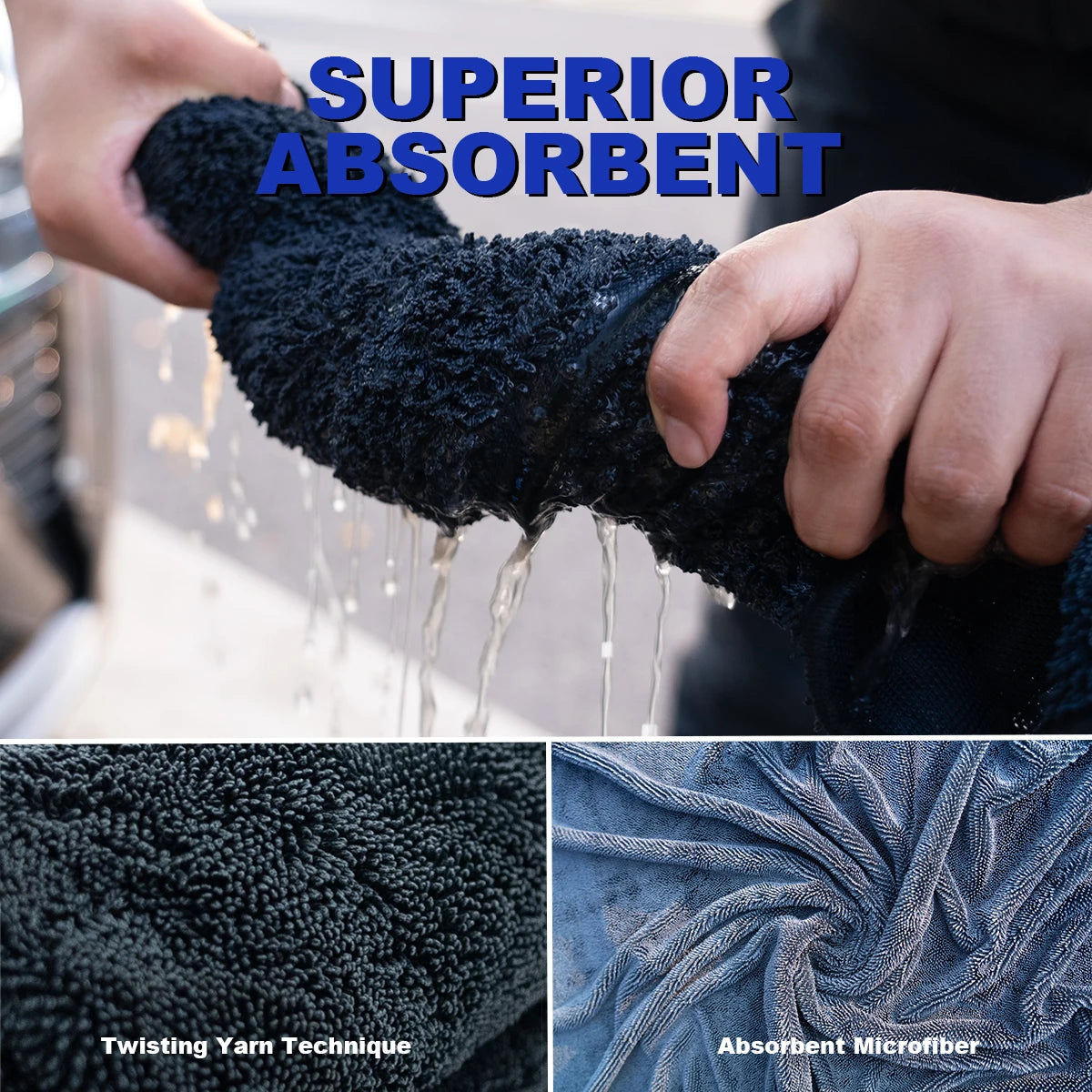 Microfiber Twist Car Wash Towel - Professional Cleaning, Drying & Detailing Cloth
