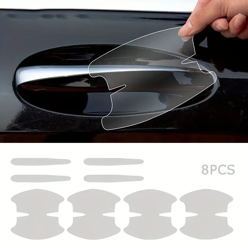 8PCS Clear TPU Car Door Handle Cup Protector | Anti-Scratch Paint Protection Film