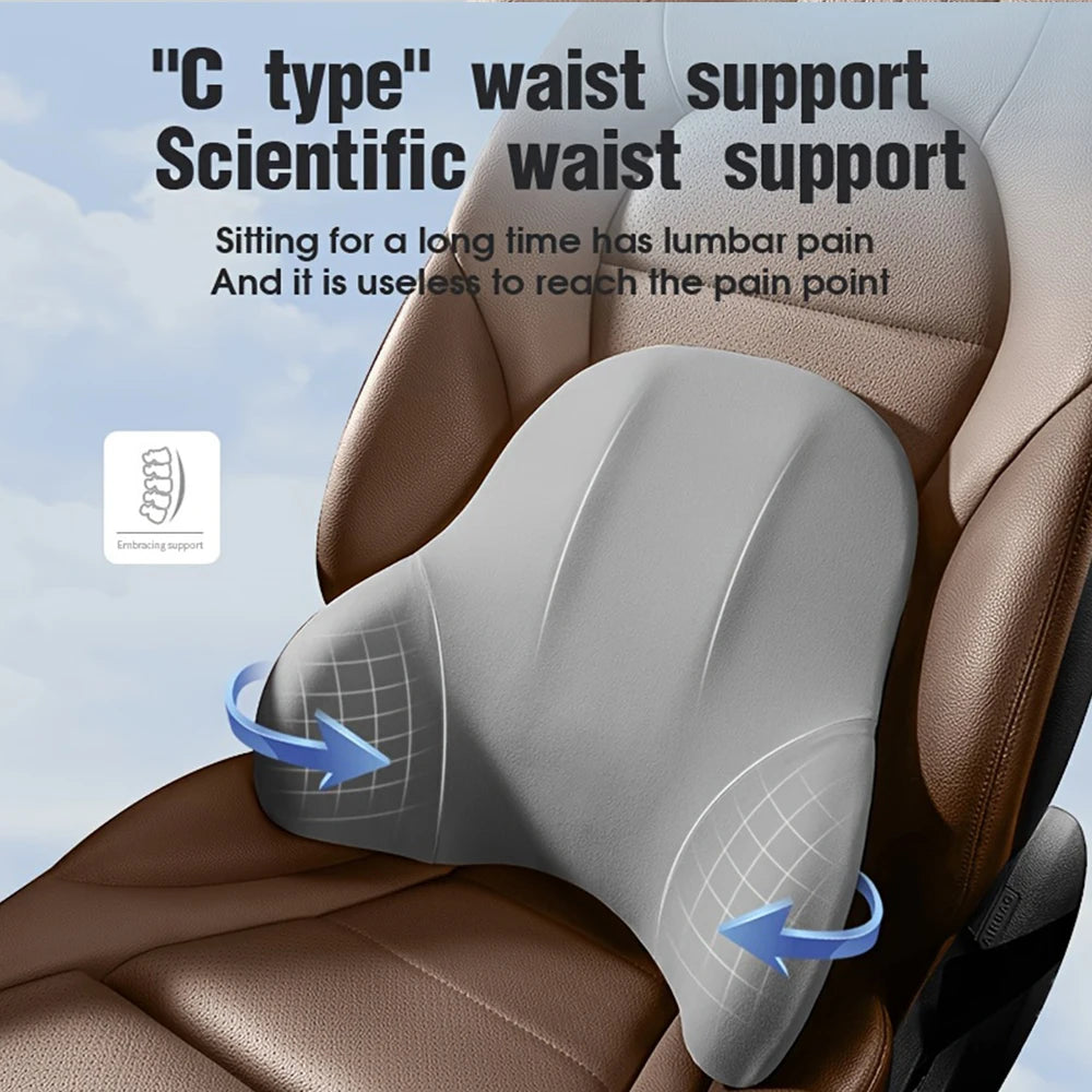 Memory Foam Car Neck Pillow – Breathable Headrest Cushion for Lumbar & Neck Support