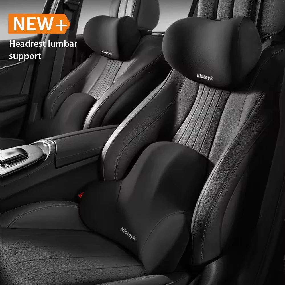 Memory Foam Car Neck Pillow – Breathable Headrest Cushion for Lumbar & Neck Support