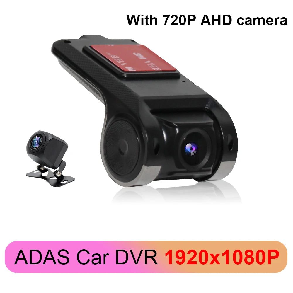 ADAS USB Dash Cam - Front & Rear Dual Camera Car DVR with Night Vision for Android Navigation