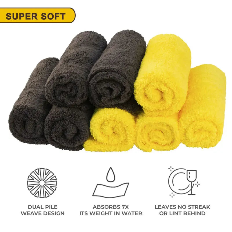 500GSM Microfiber Car Wash Towels - Soft Edgeless Cloths for Drying, Polishing & Detailing, 40x40cm