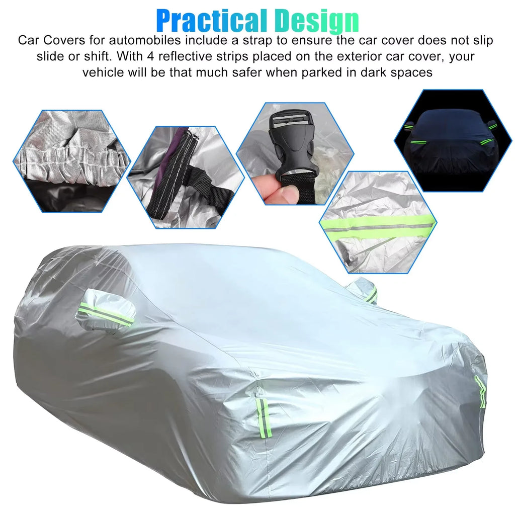 Waterproof Car Cover | All Weather UV, Rain & Snow Protection 190T 470x180x150cm