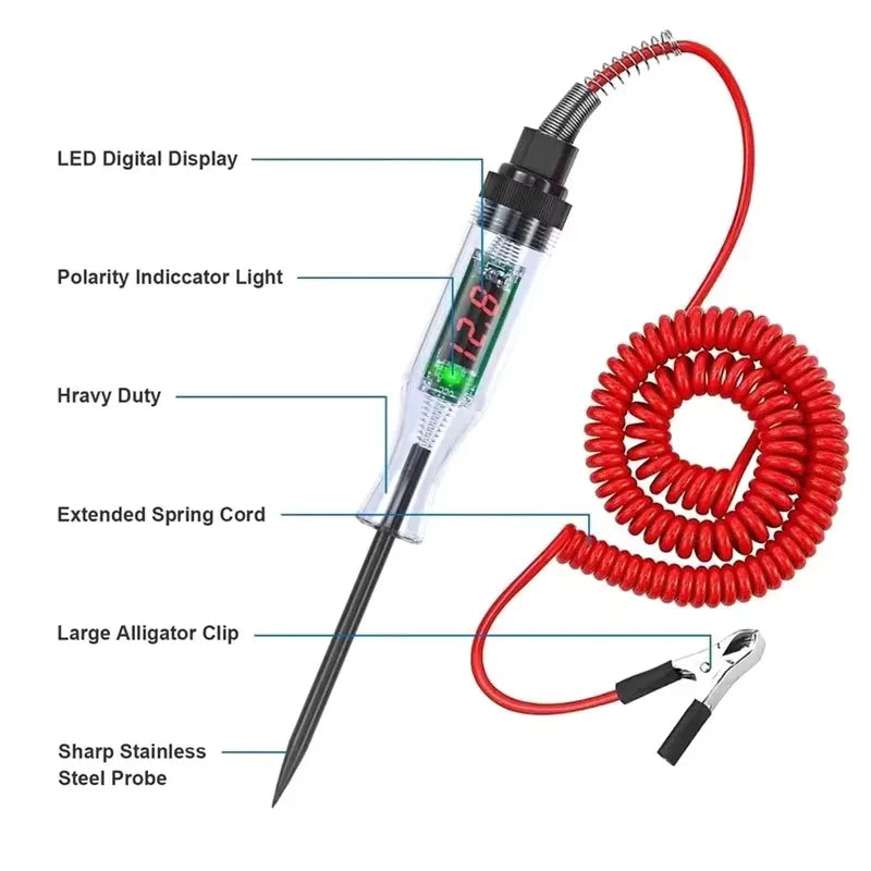 Car Voltage Circuit Tester - 6V/24V Electric Test Pen with Light