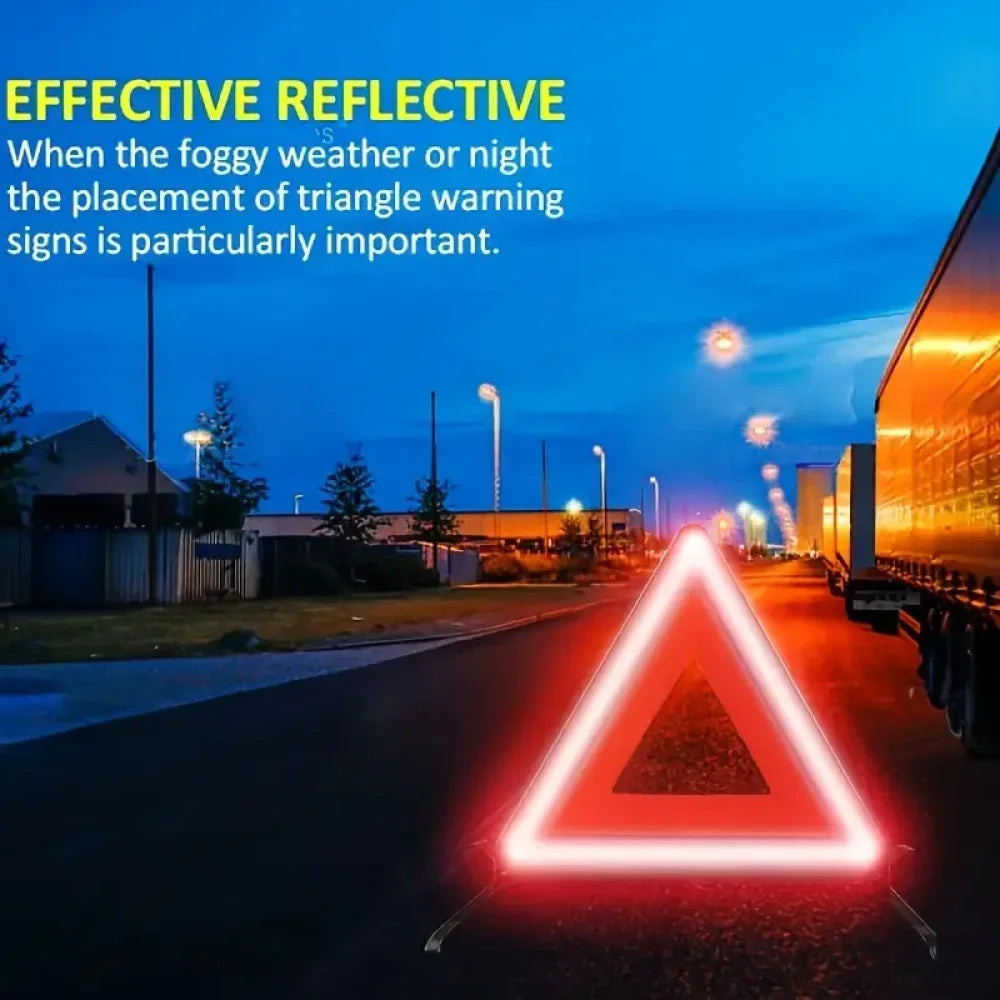 Car Emergency Warning Triangle with Reflective Safety Vest - Roadside Breakdown Kit