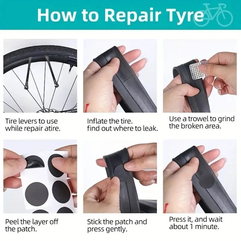 Bicycle Repair Tool Kit - Multi-Tool Set with Tire Patch Kit & Pump