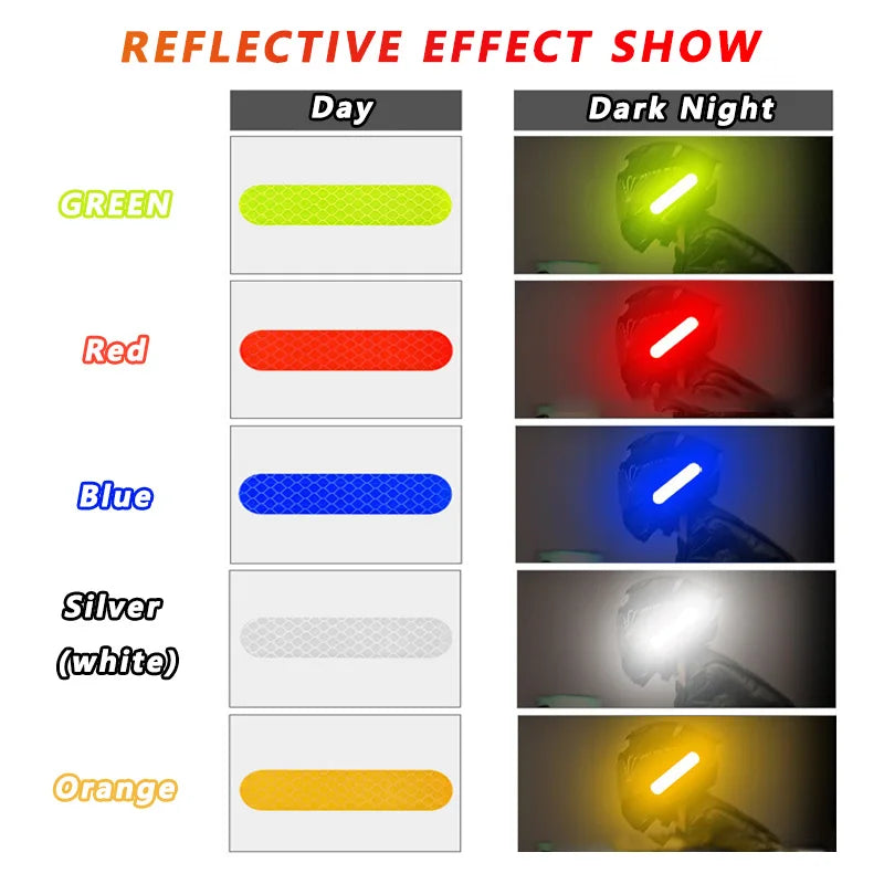 Helmet Safety Reflective Warning Stickers - Waterproof High-Visibility Strip (10pc)