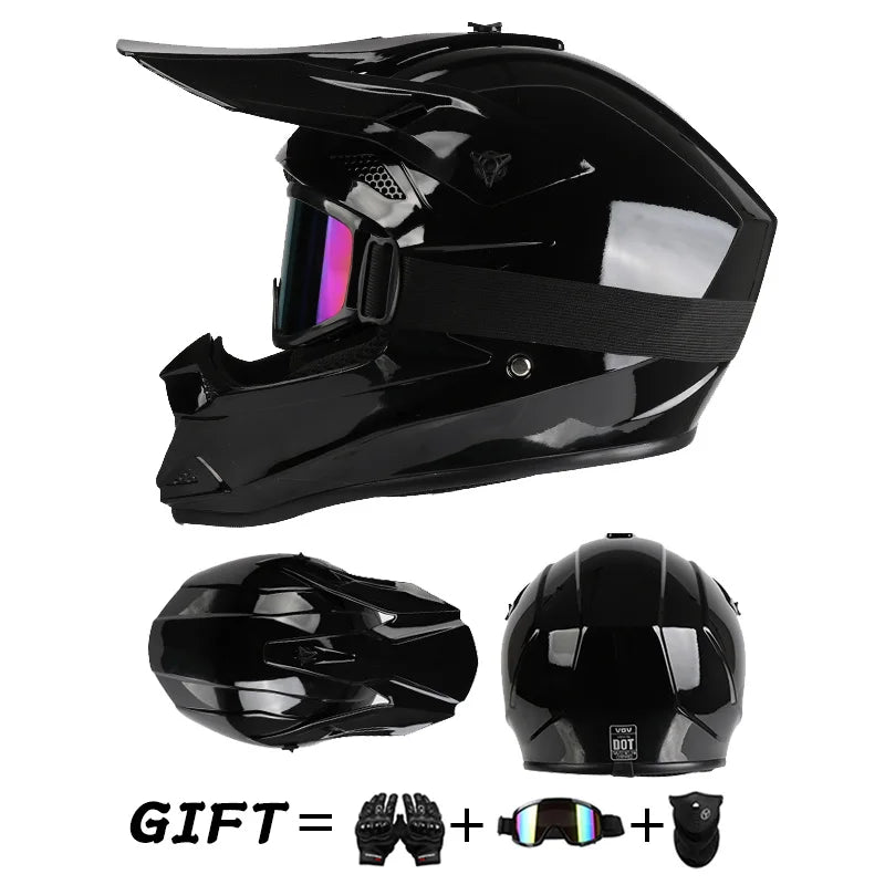Off-Road Motorcycle Helmet - Full Face Rally Helmet with Goggles