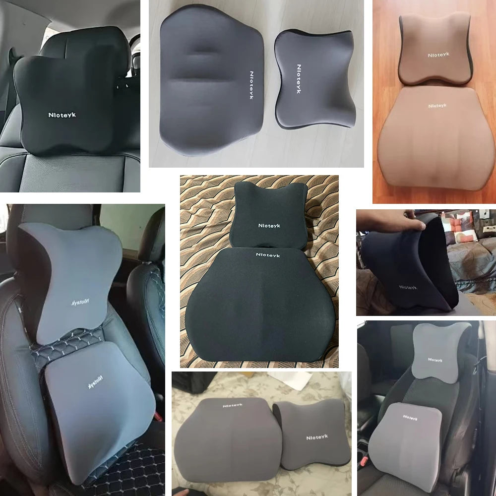 Memory Foam Car Headrest & Lumbar Support Pillow
