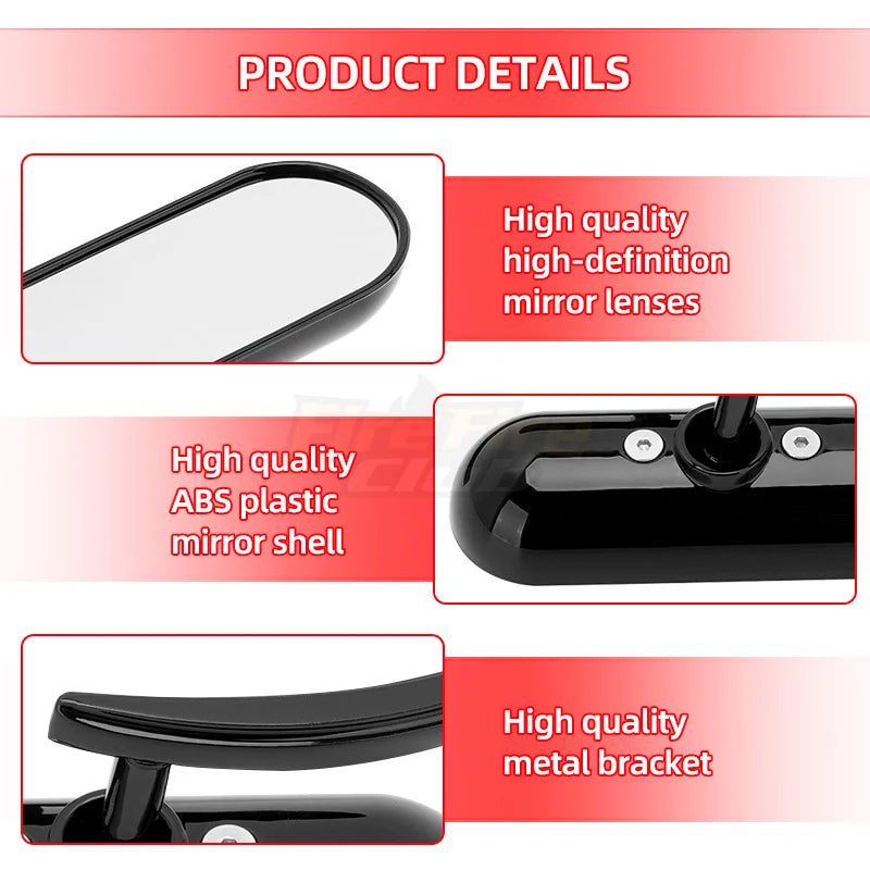 Motorcycle Side Mirrors - Universal Mirror Set for Harley Touring, Dyna, Softail & Sportster