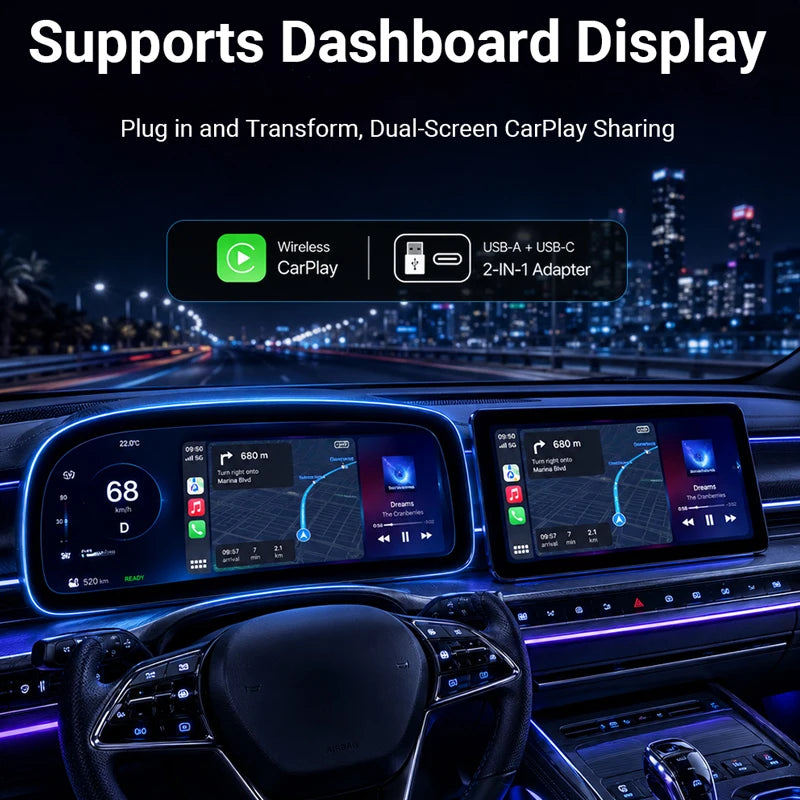 Wireless CarPlay & Android Auto Adapter | 5GHz Plug & Play