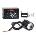 Motorcycle LED Mini Projector Headlight - Dual Color Fog Light Spotlight
