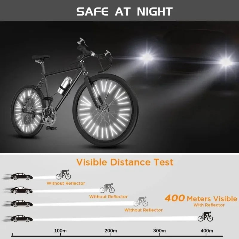 Bicycle Wheel Spoke Reflector Strips - 12Pcs Reflective Mount Clips