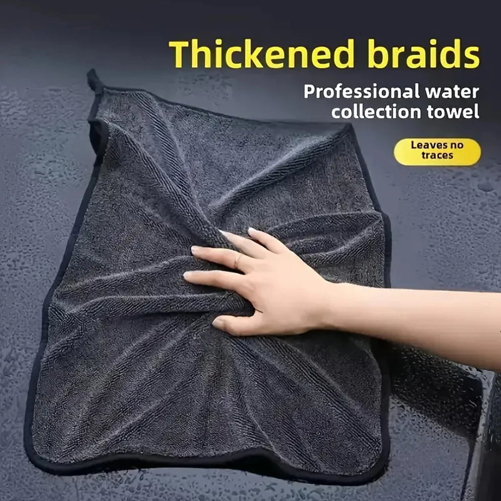 Dark Gray Microfiber Car Towel - Oversized, Strong Absorbent Cleaning Cloth