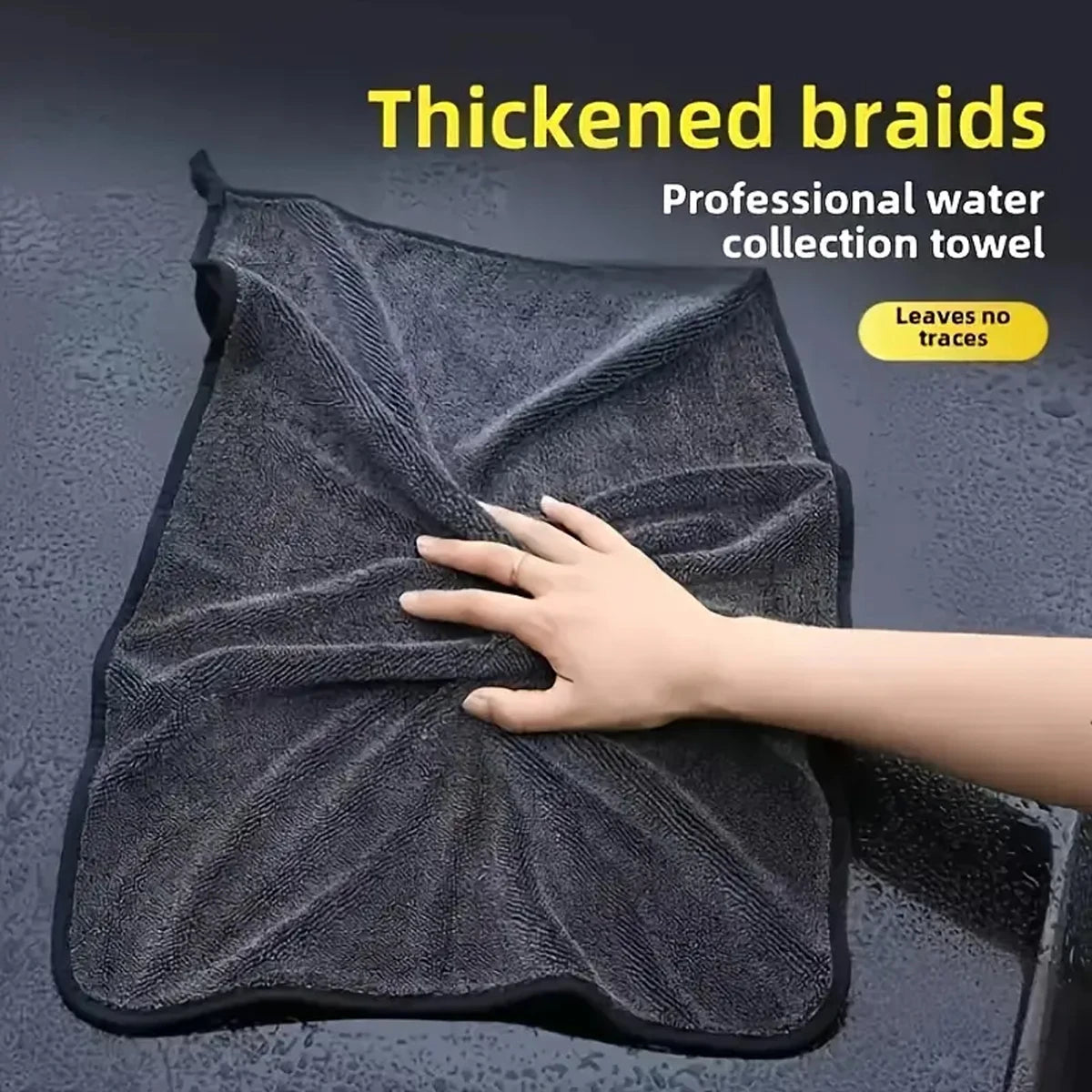 Dark Gray Microfiber Car Towel - Oversized, Strong Absorbent Cleaning Cloth