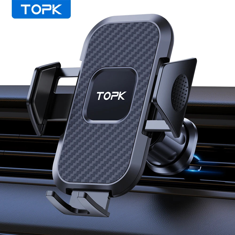 TOPK Auto-Locking Car Phone Holder – Secure Air Vent Mount for iPhone, Samsung & All Smartphones