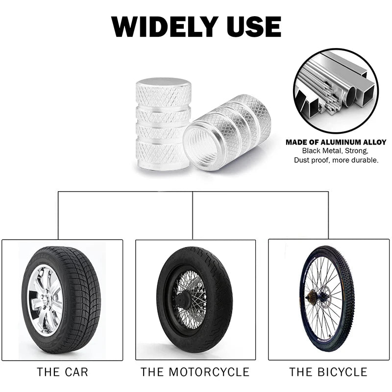 4Pcs Aluminum Tire Valve Stem Caps – Dust Cover Wheel Accessories