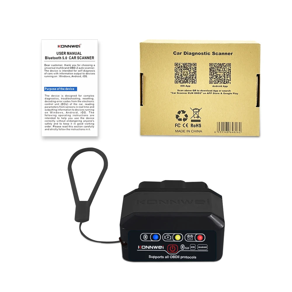 KONNWEI KW905 Bluetooth OBD2 Scanner - Professional Car Diagnostic Code Reader