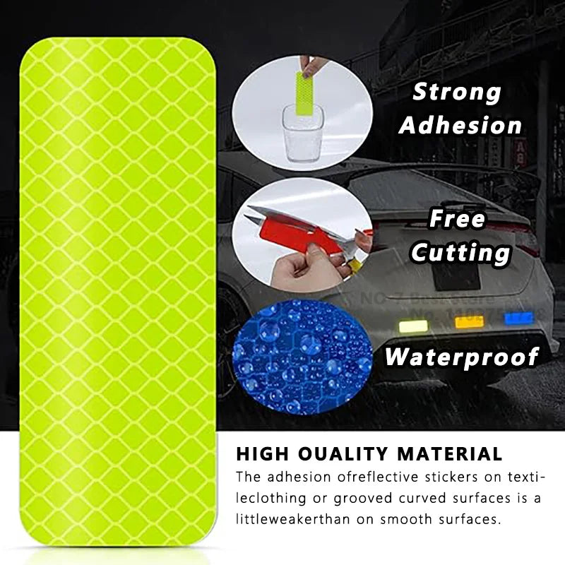 Helmet Safety Reflective Warning Stickers - Waterproof High-Visibility Strip (10pc)