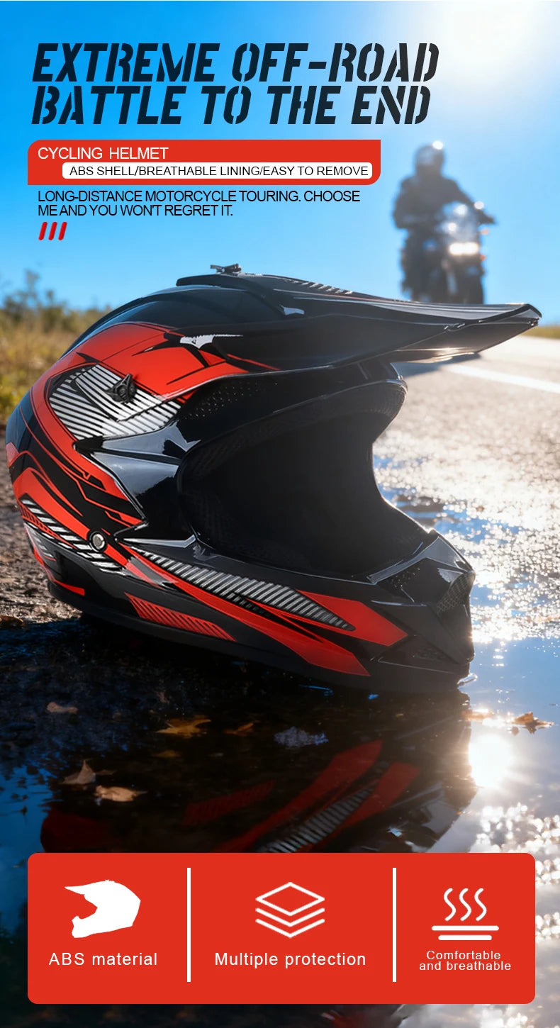 Off-Road Motorcycle Helmet - Full Face Rally Helmet with Goggles