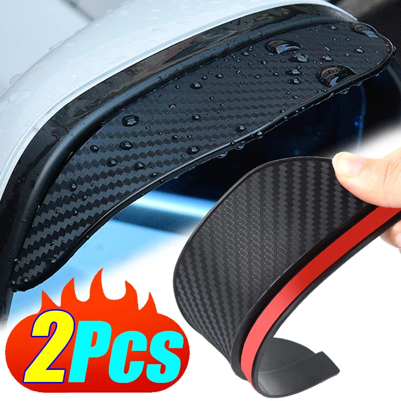 2Pcs Carbon Fiber Car Mirror Rain Eyebrow – Rearview Mirror Rain Shield