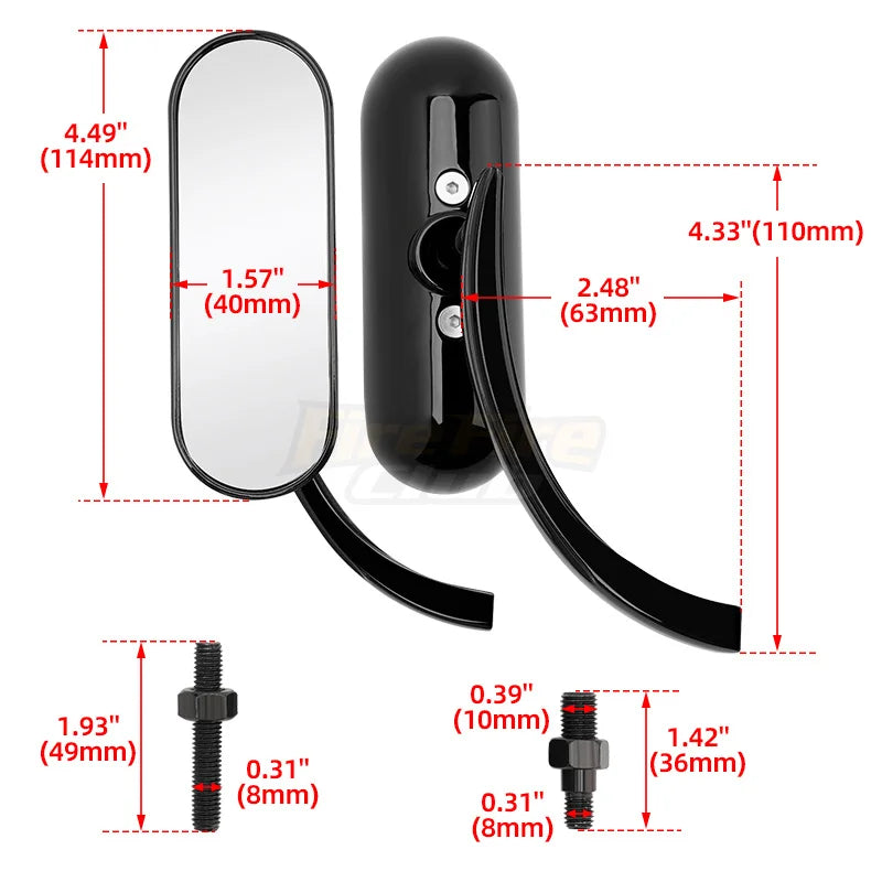 Motorcycle Side Mirrors - Universal Mirror Set for Harley Touring, Dyna, Softail & Sportster