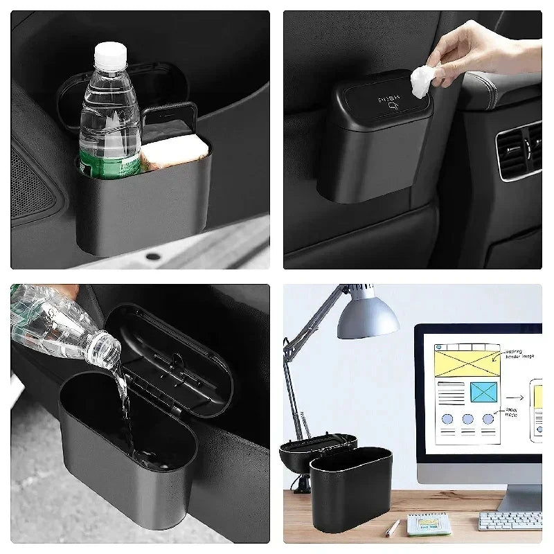 Mini Car Trash Can with Lid – Leakproof Car Garbage Bin for Auto Interior
