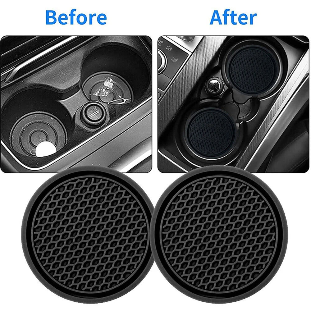 2Pcs Car Cup Holder Coasters – Anti-Slip Insert Pads