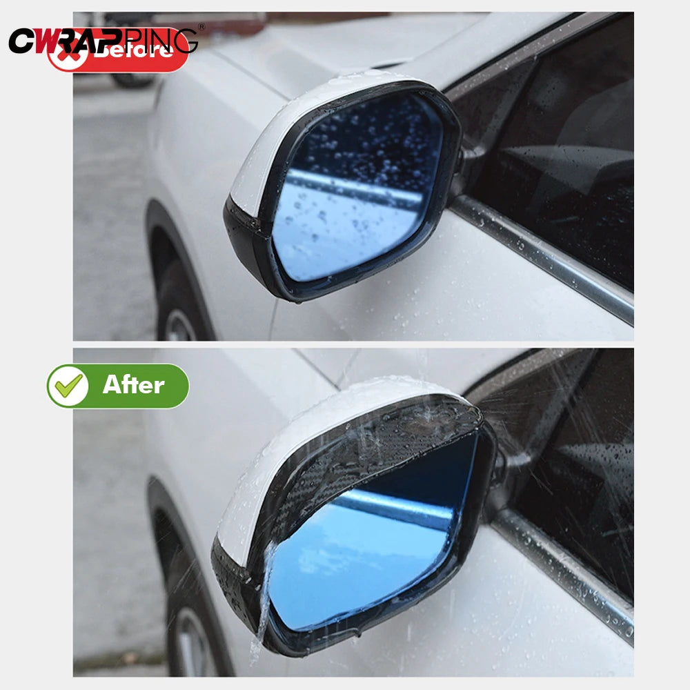 2Pcs Car Mirror Rain Eyebrow – Carbon Fiber Sun Visor Cover