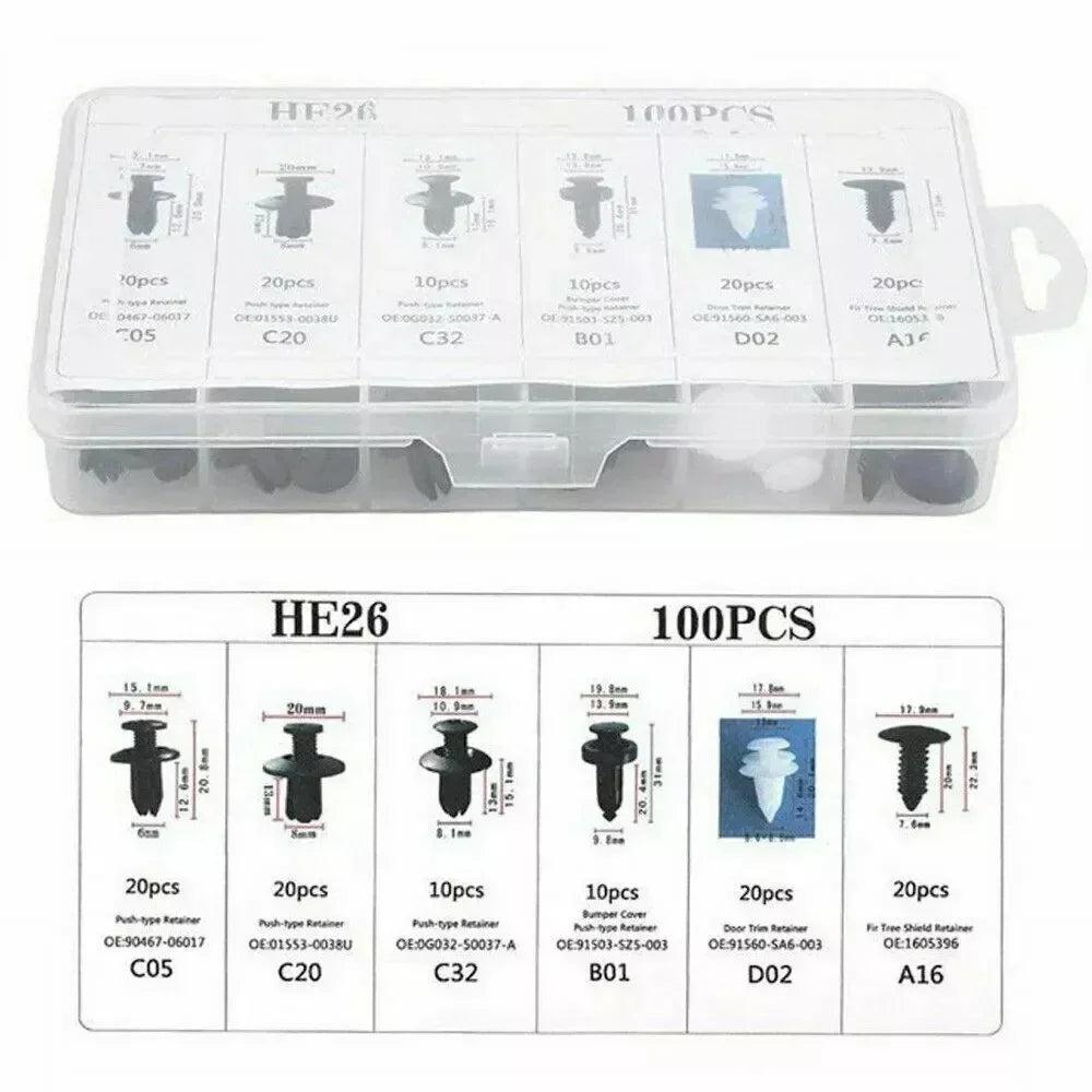 Car Trim Clip & Fastener Assortment Kit - 410pcs Retainer Set with Panel Removal Pry Tools