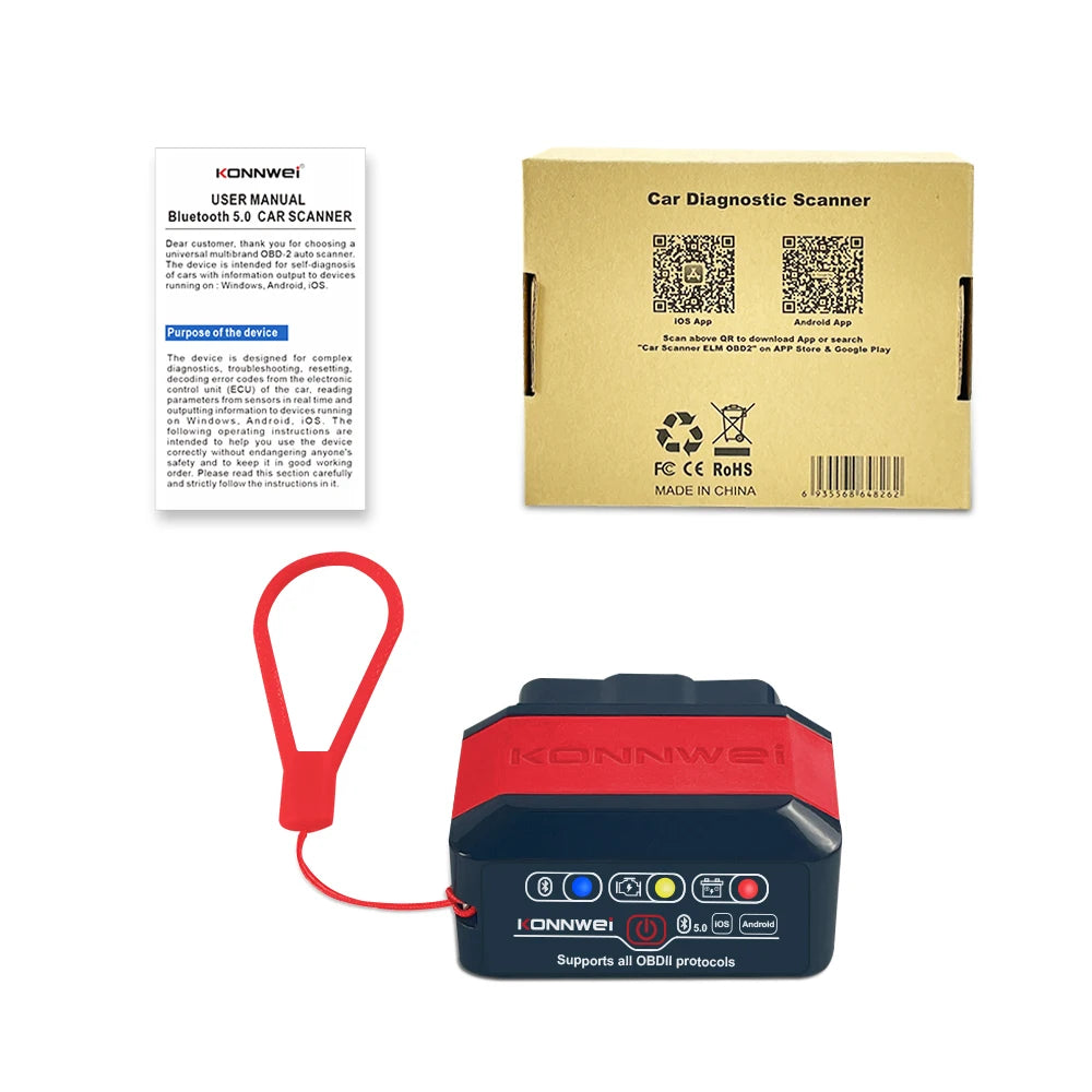 KONNWEI KW905 Bluetooth OBD2 Scanner - Professional Car Diagnostic Code Reader