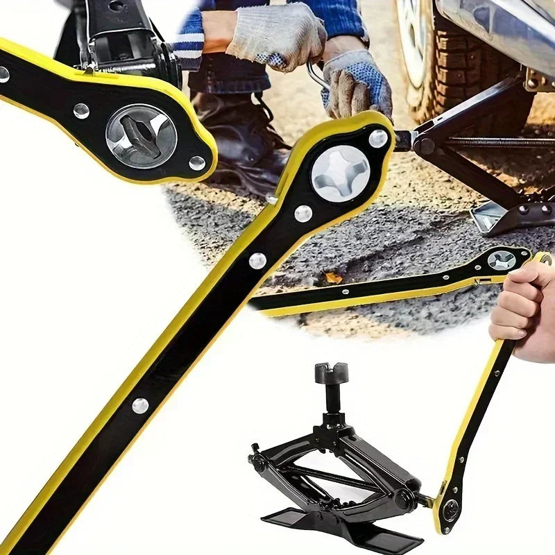 Labor-Saving Scissor Jack Ratchet Wrench - Garage Tire Lug Wrench Tool
