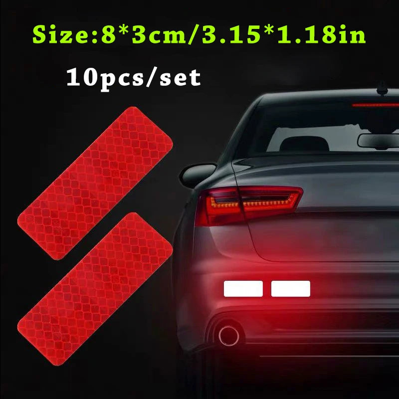 Car Bumper Reflective Safety Strip Stickers - Warning Tape (10pc)