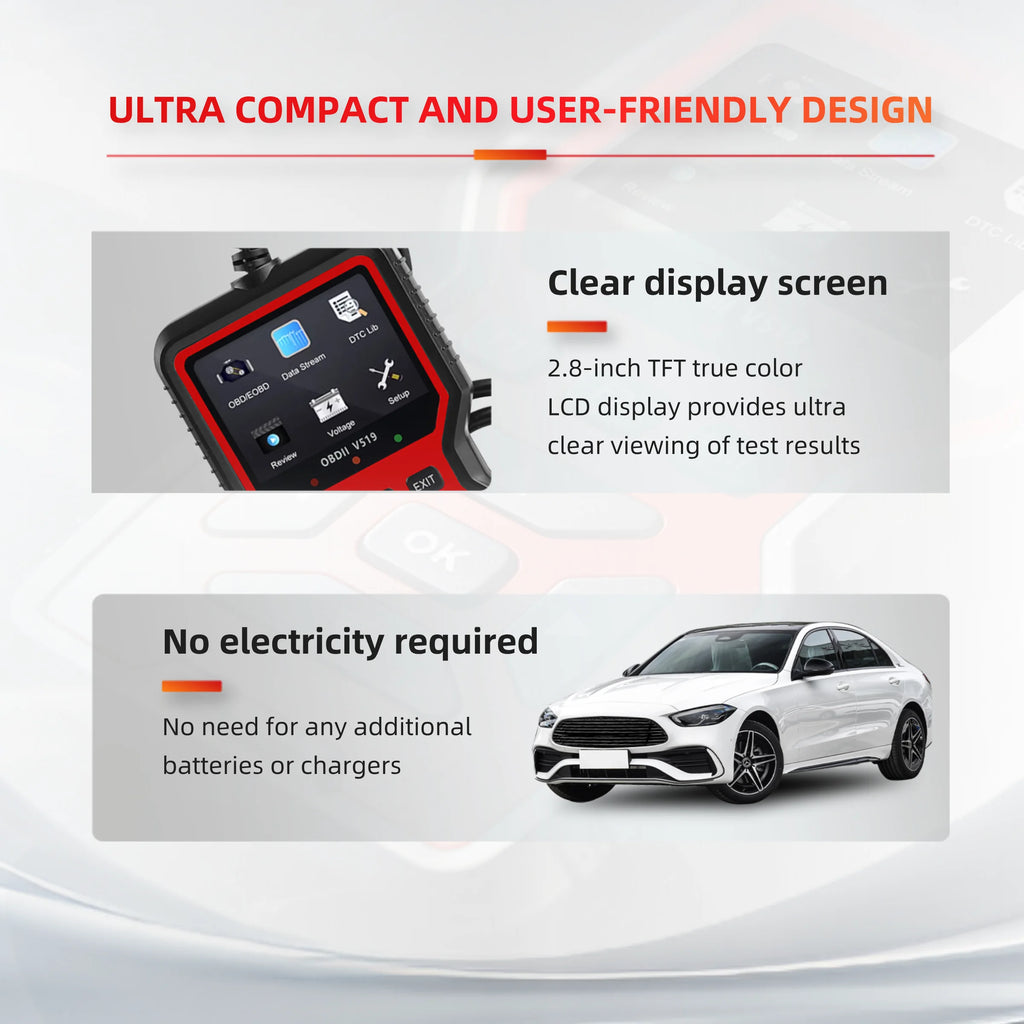 V519 OBD2 Car Diagnostic Scanner – Check Engine Code Reader & Battery Test Tool